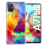 Samsung Galaxy A71 4G Colorful Feather Paint Double Layer Phone Case Cover