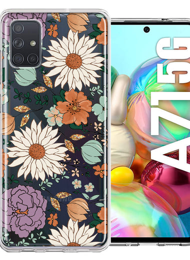 Samsung Galaxy A71 5G Feminine Classy Flowers Fall Toned Floral Wallpaper Style Double Layer Phone Case Cover