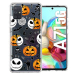 Samsung Galaxy A71 4G Halloween Jack-O-Lantern Pumpkin Skull Spooky Design Double Layer Phone Case Cover