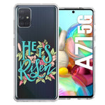 Samsung Galaxy A71 5G He Is Risen Text Easter Jesus Christian Flowers Double Layer Phone Case Cover