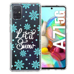 Samsung Galaxy A71 4G Christmas Holiday Let It Snow Winter Blue Snowflakes Design Double Layer Phone Case Cover