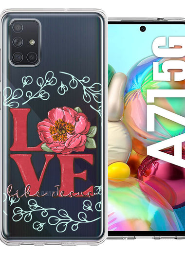 Samsung Galaxy A71 5G Love Like Jesus Flower Text Christian Double Layer Phone Case Cover
