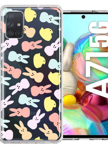 Samsung Galaxy A71 5G Pastel Easter Polkadots Bunny Chick Candies Double Layer Phone Case Cover