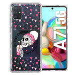 Samsung Galaxy A71 4G Pink Dead Valentine Skull Frap Hearts If I had Feelings They'd Be For You Love Double Layer Phone Case Cover
