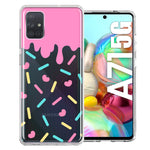 Samsung Galaxy A71 4G Pink Drip Frosting Cute Heart Sprinkles Kawaii Cake Design Double Layer Phone Case Cover