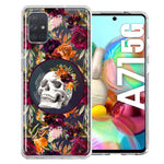 Samsung Galaxy A71 4G Romance Is Dead Valentines Day Halloween Skull Floral Autumn Flowers Double Layer Phone Case Cover