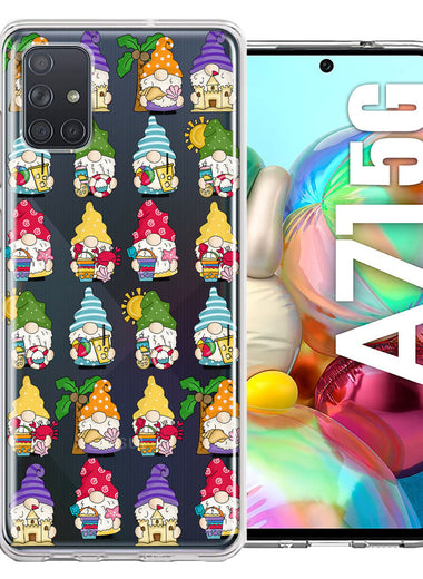Samsung Galaxy A71 5G Summer Beach Cute Gnomes Sand Castle Shells Palm Trees Double Layer Phone Case Cover