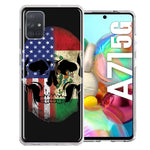 Samsung Galaxy A71 4G US Mexico Flag Skull Double Layer Phone Case Cover