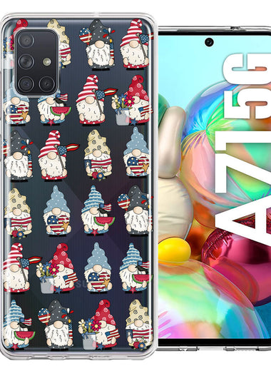 Samsung Galaxy A71 5G USA Fourth Of July American Summer Cute Gnomes Patriotic Parade Double Layer Phone Case Cover