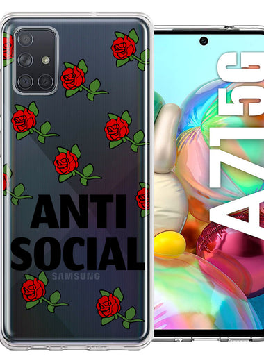 Samsung Galaxy A71 4G Anti Social Roses Design Double Layer Phone Case Cover