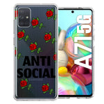 Samsung Galaxy A71 4G Anti Social Roses Design Double Layer Phone Case Cover