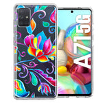 For Samsung Galaxy A71 4G Bright Colors Rainbow Water Lilly Floral Phone Case Cover