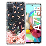 For Samsung Galaxy A71 4G Classy Blush Peach Peony Rose Flowers Leopard Phone Case Cover
