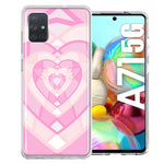 Samsung Galaxy A71 4G Pink Gem Hearts Design Double Layer Phone Case Cover