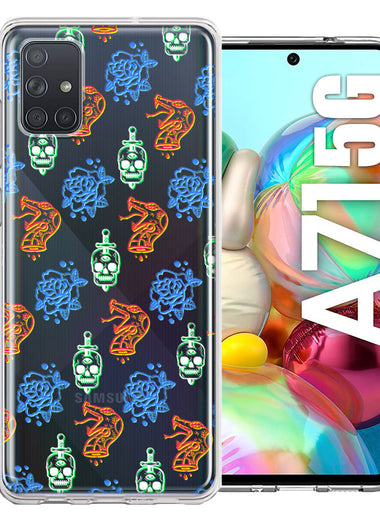 Samsung Galaxy A71 4G Snakes Skulls Roses Design Double Layer Phone Case Cover