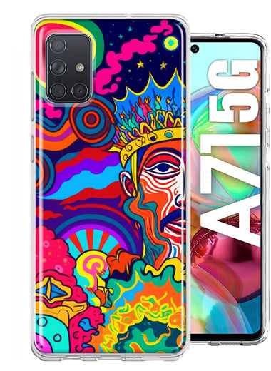Samsung Galaxy A71 5G Neon Rainbow Psychedelic Indie Hippie Indie King Hybrid Protective Phone Case Cover