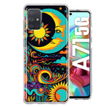 Samsung Galaxy A71 4G Neon Rainbow Psychedelic Indie Hippie Indie Moon Hybrid Protective Phone Case Cover