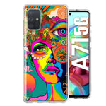 Samsung Galaxy A71 4G Neon Rainbow Psychedelic Hippie One Eye Pop Art Hybrid Protective Phone Case Cover