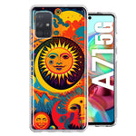 Samsung Galaxy A71 4G Neon Rainbow Psychedelic Indie Hippie Sun Moon Hybrid Protective Phone Case Cover