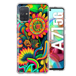 Samsung Galaxy A71 4G Neon Rainbow Psychedelic Indie Hippie Sunflowers Hybrid Protective Phone Case Cover