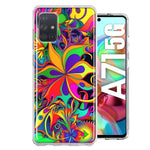 Samsung Galaxy A71 4G Neon Rainbow Psychedelic Hippie Wild Flowers Hybrid Protective Phone Case Cover