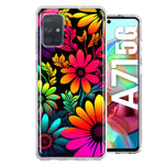 Samsung Galaxy A71 5G Neon Rainbow Glow Colorful Abstract Flowers Floral Hybrid Protective Phone Case Cover
