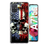 Samsung Galaxy A71 4G American USA Flag Skulls Blue Red Double Layer Phone Case Cover