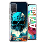 Samsung Galaxy A71 4G Blue Apocalypse Cyberpunk Skull Feather Double Layer Phone Case Cover