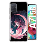 Samsung Galaxy A71 4G Kawaii Manga Pink Cherry Blossom Dreaming Moon Girl Hybrid Protective Phone Case Cover