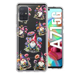 Samsung Galaxy A71 4G Cute Pink Purple Cosmos Flowers Gnomes Spring Floral Double Layer Phone Case Cover