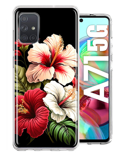 Samsung Galaxy A71 5G Pink Red Hibiscus Wild Flowers Floral Hybrid Protective Phone Case Cover