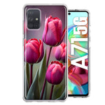 Samsung Galaxy A71 4G Pink Tulip Flowers Floral Hybrid Protective Phone Case Cover