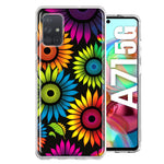 Samsung Galaxy A71 4G Neon Rainbow Glow Sunflowers Colorful Floral Pink Purple Double Layer Phone Case Cover