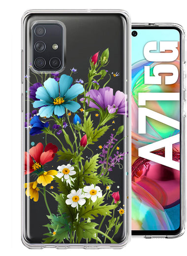 Samsung Galaxy A71 5G Purple Yellow Red Spring Flowers Floral Hybrid Protective Phone Case Cover
