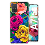 Samsung Galaxy A71 4G Vintage Pastel Abstract Colorful Pink Yellow Blue Roses Double Layer Phone Case Cover