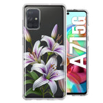 Samsung Galaxy A71 5G White Lavender Lily Purple Flowers Floral Hybrid Protective Phone Case Cover