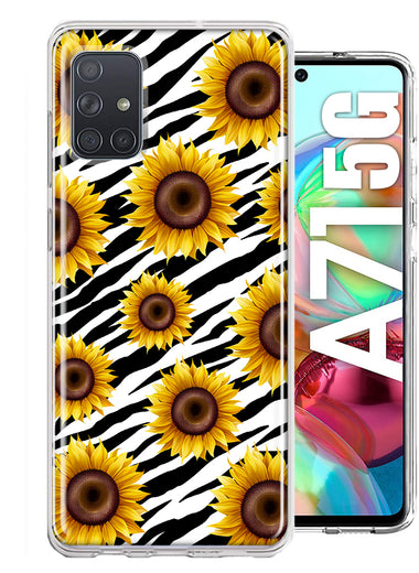 Samsung Galaxy A71 4G White Zebra Sunflowers Polkadots Double Layer Phone Case Cover