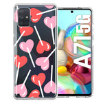 Samsung Galaxy A71 4G Heart Suckers Lollipop Valentines Day Candy Lovers Double Layer Phone Case Cover