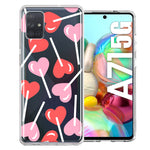 Samsung Galaxy A71 5G Heart Suckers Lollipop Valentines Day Candy Lovers Double Layer Phone Case Cover