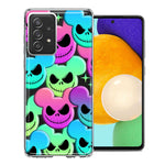 Samsung Galaxy A72 Bright Rainbow Nightmare Skulls Spooky Season Halloween Design Double Layer Phone Case Cover