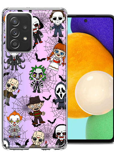 Samsung Galaxy A72 Classic Haunted Horror Halloween Nightmare Characters Spider Webs Design Double Layer Phone Case Cover