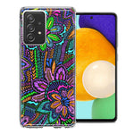 Samsung Galaxy A72 Colorful Summer Flowers Doodle Art Design Double Layer Phone Case Cover
