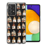 Samsung Galaxy A72 Cute Morning Coffee Lovers Gnomes Characters Drip Iced Latte Americano Espresso Brown Double Layer Phone Case Cover