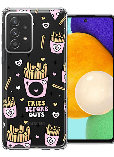 Samsung Galaxy A72 Cute Valentine Pink Love Hearts Fries Before Guys Double Layer Phone Case Cover