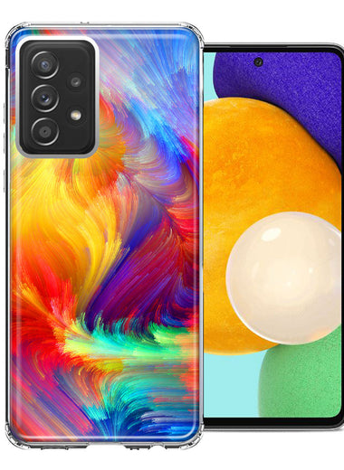 Samsung Galaxy A72 Colorful Feather Paint Double Layer Phone Case Cover