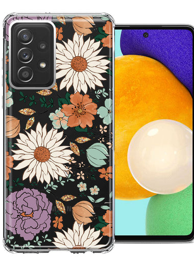 Samsung Galaxy A72 Feminine Classy Flowers Fall Toned Floral Wallpaper Style Double Layer Phone Case Cover