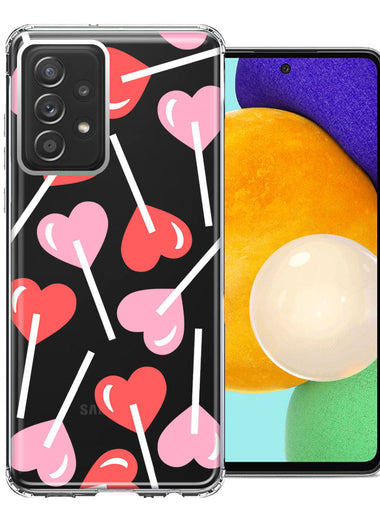 Samsung Galaxy A72 Heart Suckers Lollipop Valentines Day Candy Lovers Double Layer Phone Case Cover