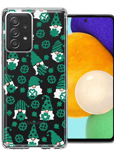 Samsung Galaxy A72 Lucky Green St Patricks Day Cute Gnomes Shamrock Polkadots Double Layer Phone Case Cover