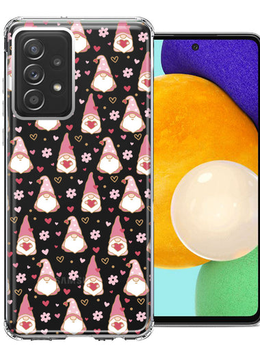 Samsung Galaxy A72 Pink Blush Valentines Day Flower Hearts Gnome Characters Cute Double Layer Phone Case Cover