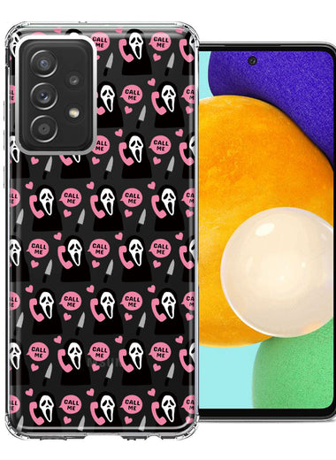 Samsung Galaxy A72 Pink Horror Valentine Character Ghostface Boyfriend Call Me Hearts Double Layer Phone Case Cover